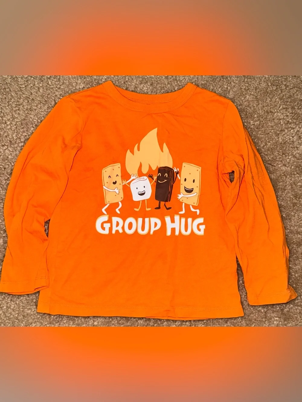 Kids Orange 'Group Hug' Graphic Long-Sleeve Shirt